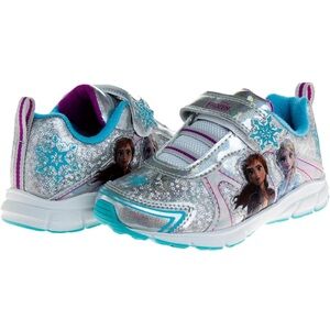 Disney Kids Silver and Light Blue Frozen Light-Up Sneakers